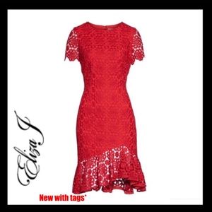 NWT Eliza J Red Lace Midi Dress 2